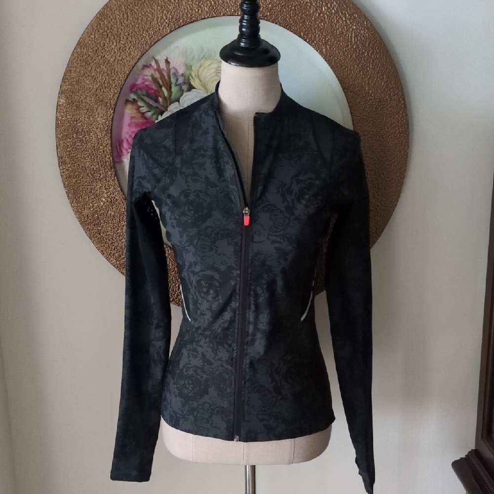 Women's Black Patterned Athletic Jacket - image 1